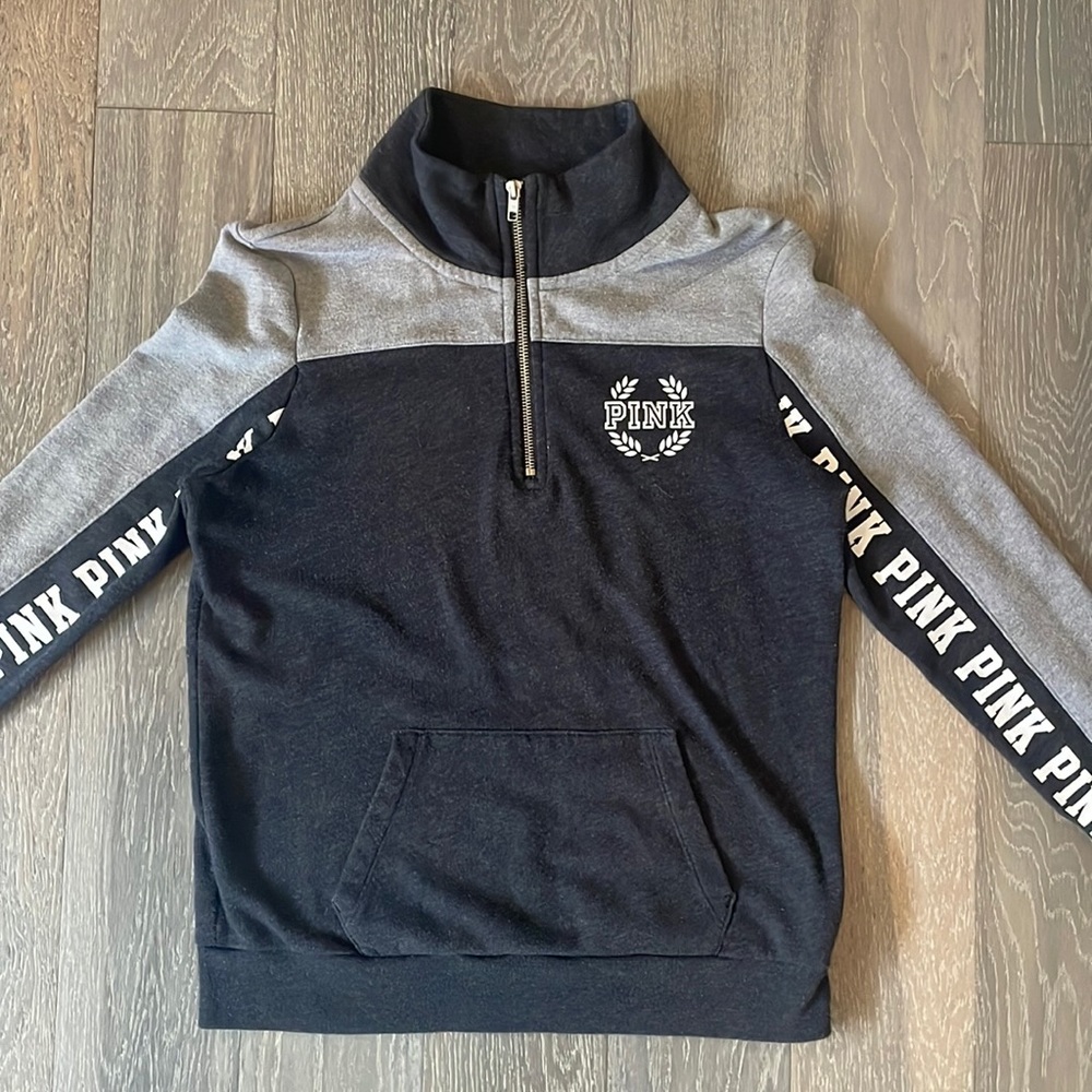Gray Pullover Half Zip-Up